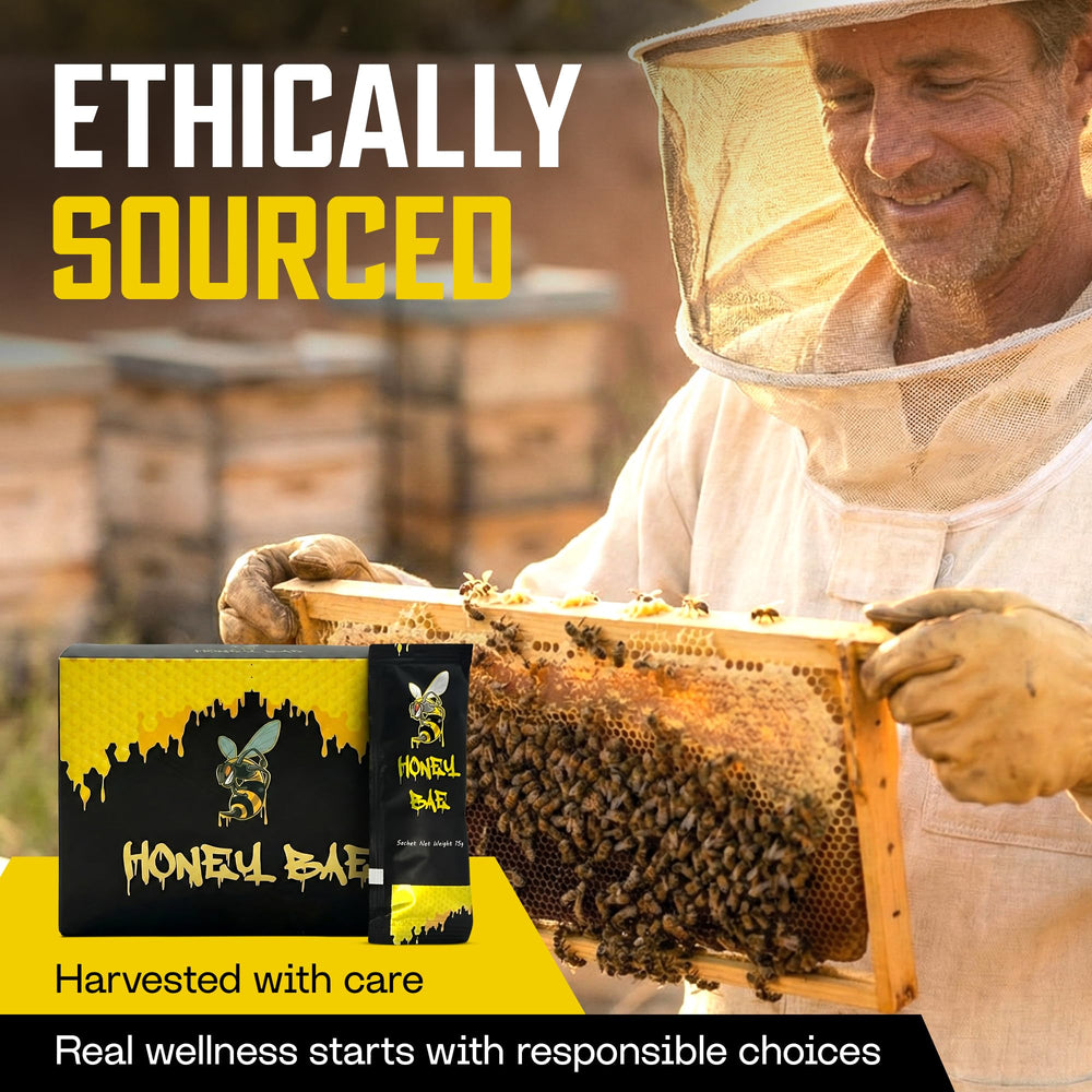 Honey Bae herbal vitality blend sachet in compact packaging.