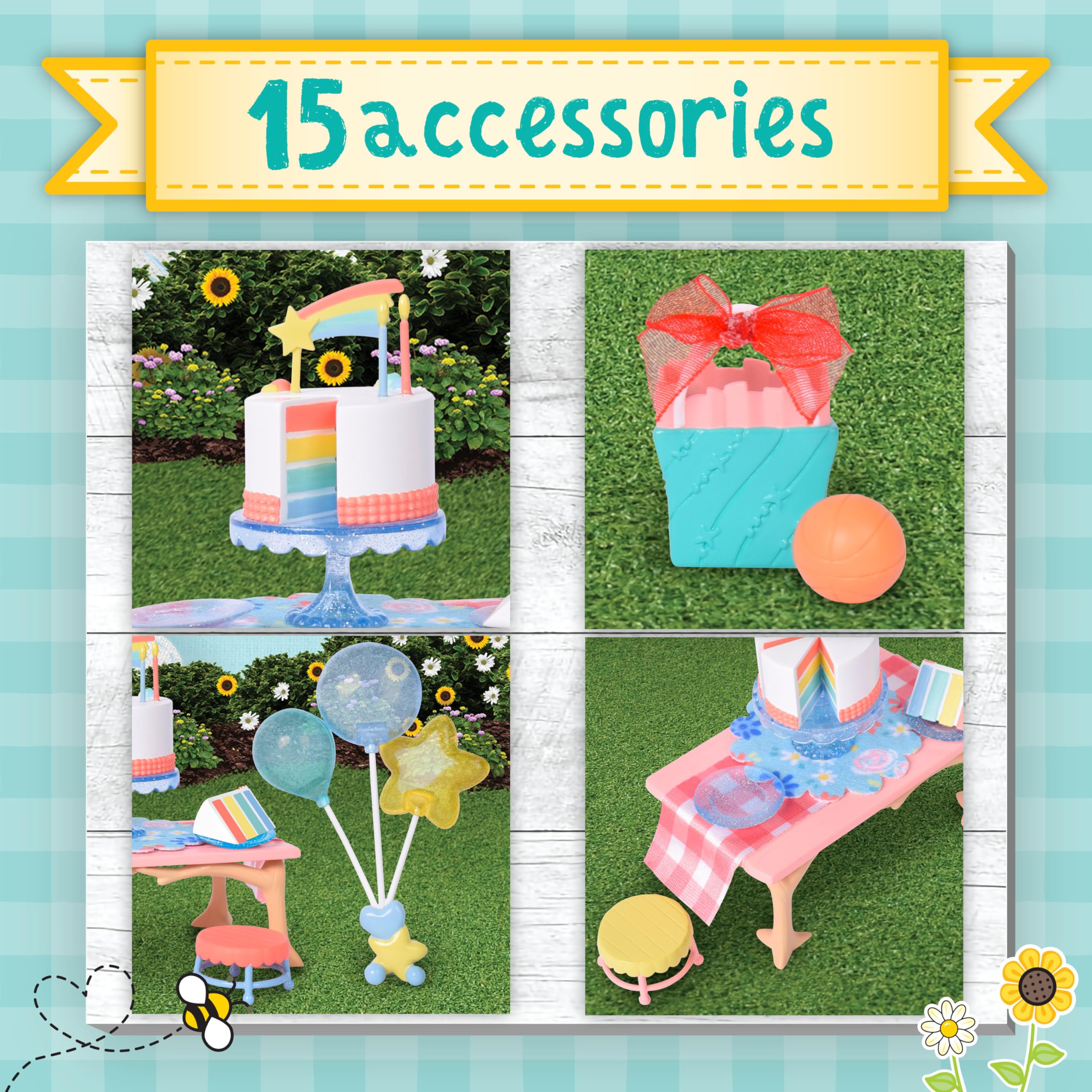 Honey Bee Acres plates support mealtime pretend play and sharing rituals.