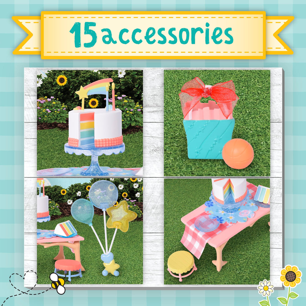 Honey Bee Acres plates support mealtime pretend play and sharing rituals.