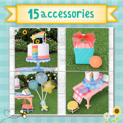 Honey Bee Acres plates support mealtime pretend play and sharing rituals.