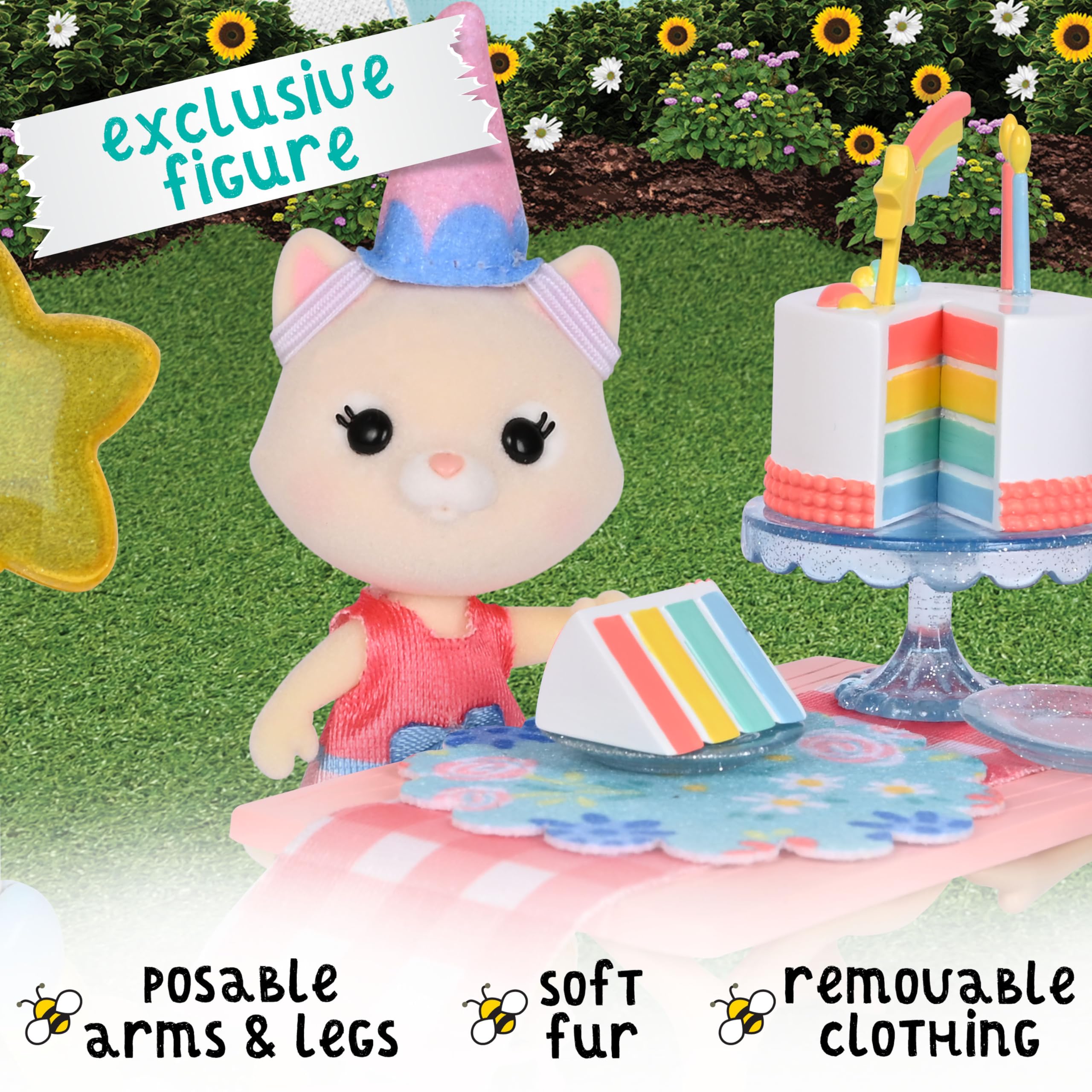 Honey Bee Acres Rainbow cake slices add color and storytelling to playtime.