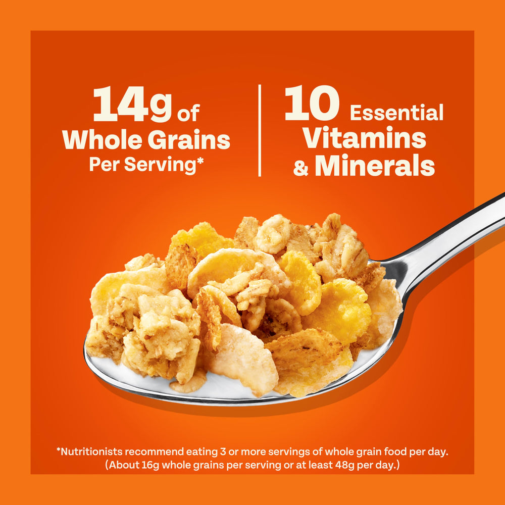 Honey Bunches of Oats snack from box for convenience.