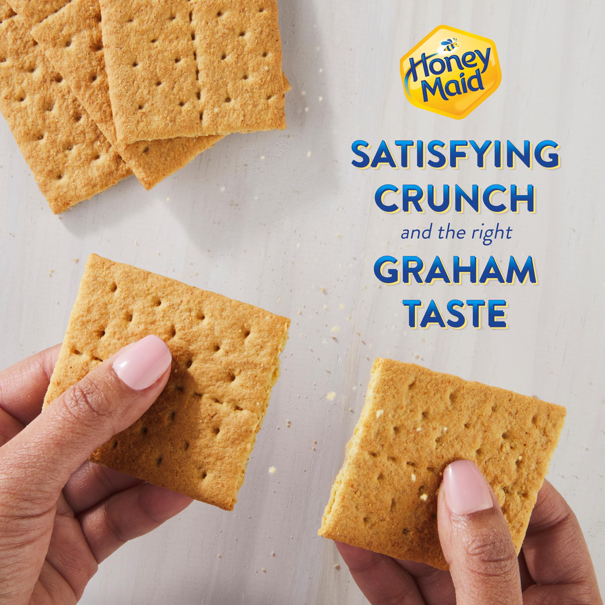 Close-up of Honey Maid crackers showing natural honey color.