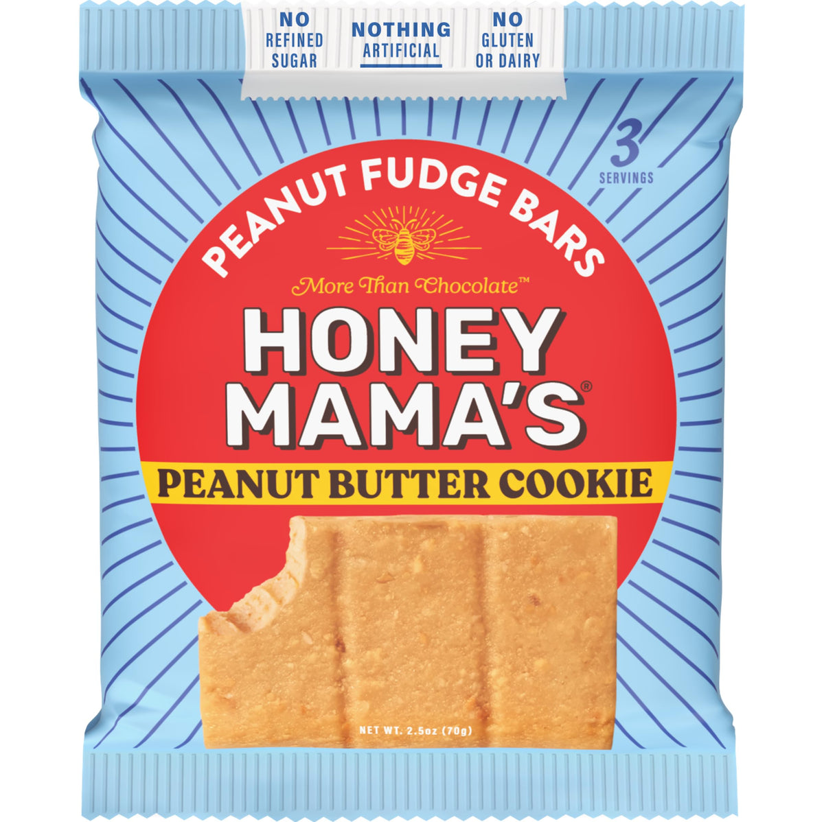 Honey Mama's packaging highlights no refined sugar for a mindful refrigerated snack.