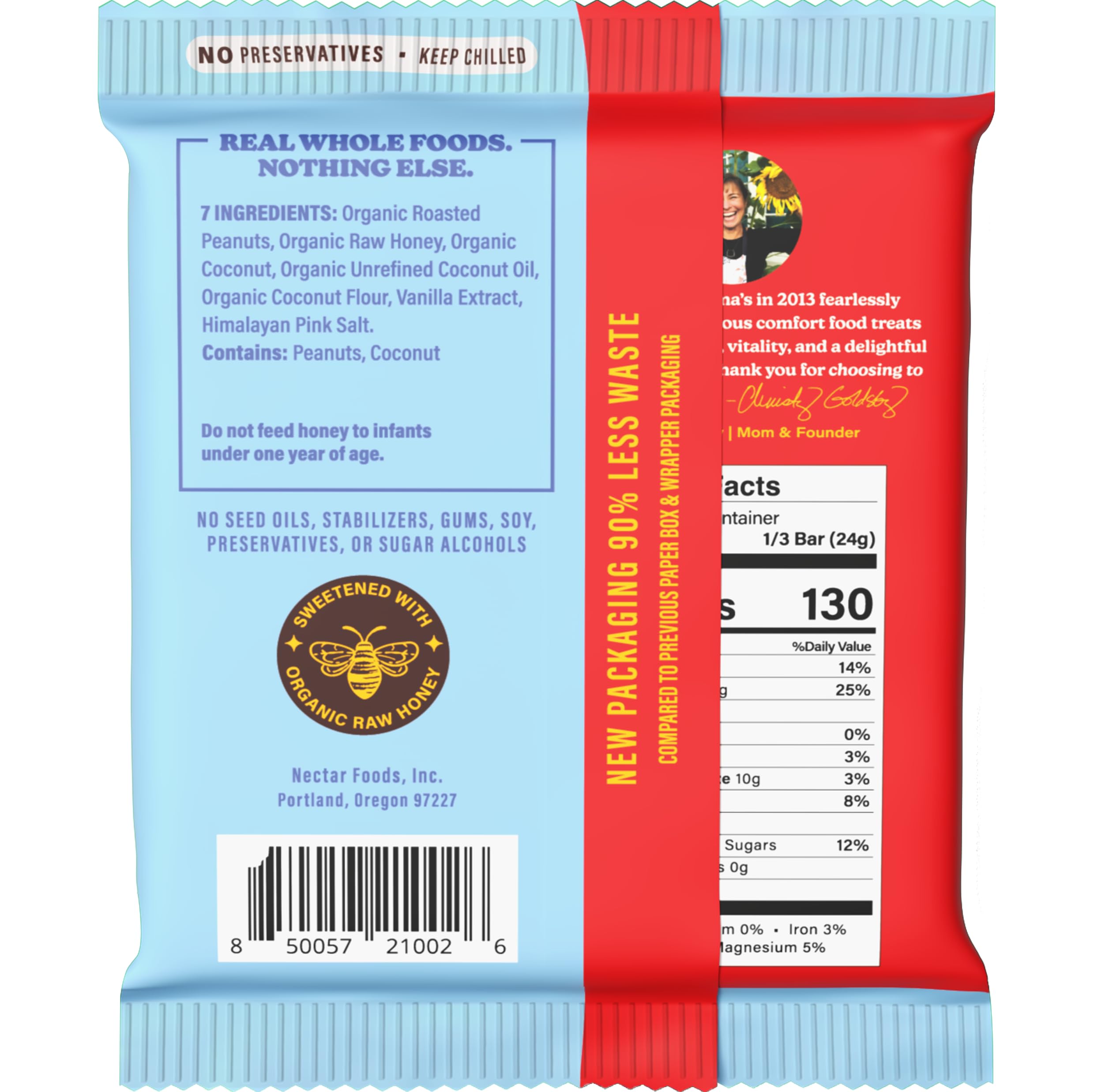 Unwrapped bar shows fudgy texture and creamy center from real ingredients.