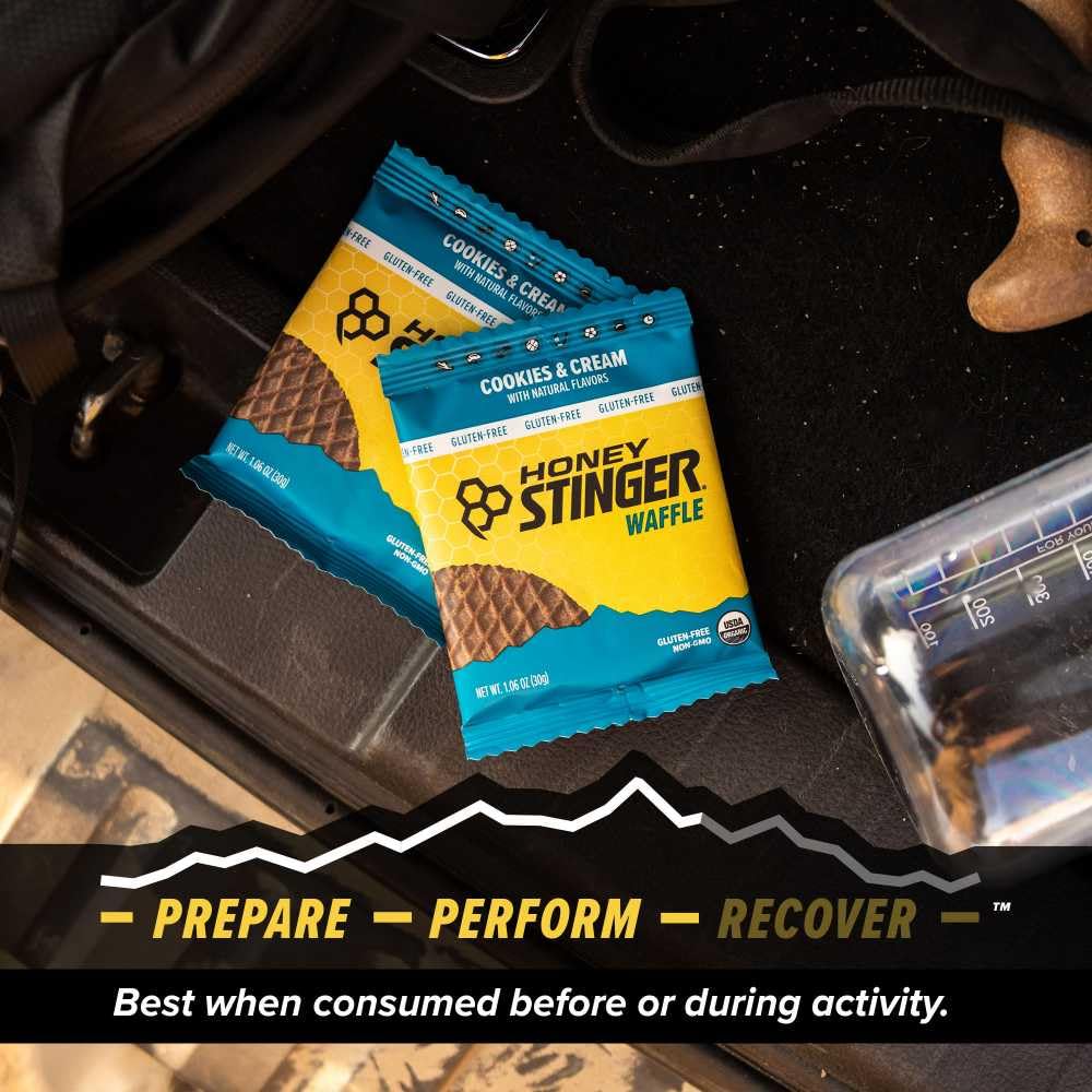 Honey Stinger endurance-focused snack in portable packaging for on-the-go fueling.