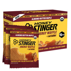 Honey Stinger Organic Almond Butter Maple Waffle pack front for energy on the go.