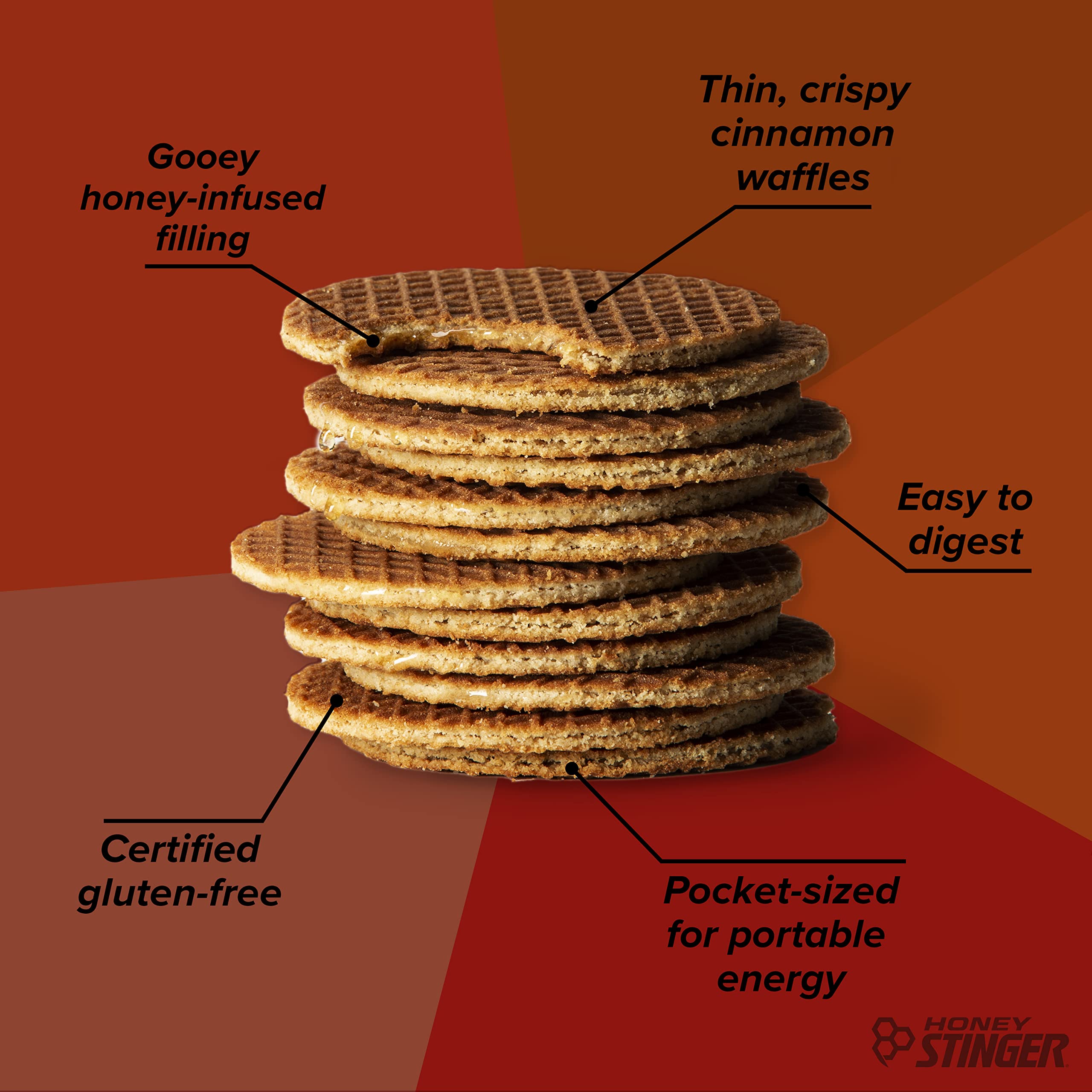 Honey Stinger organic ingredients label emphasizing organic and gluten-free components.