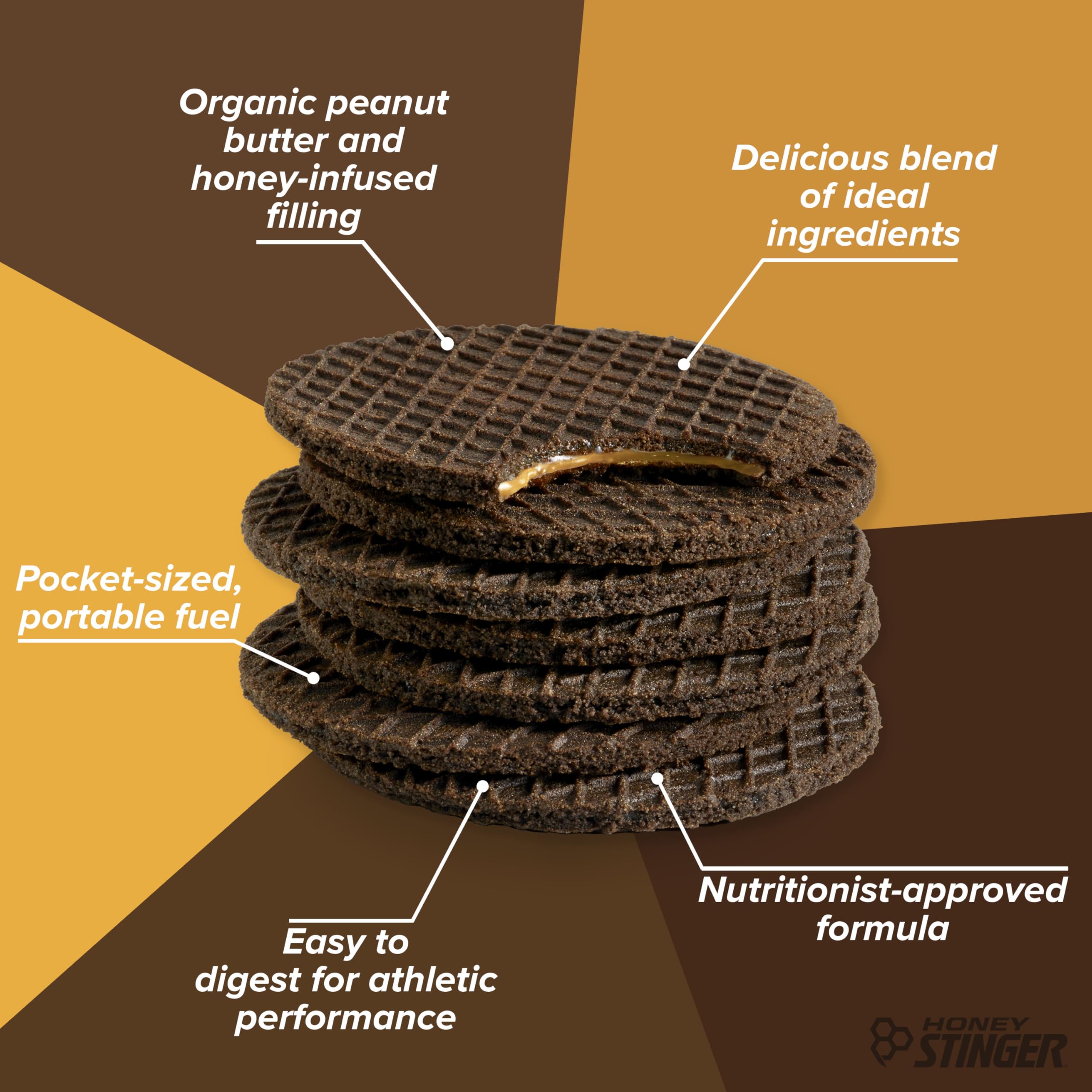 Waffle being broken in half to show chewy texture.