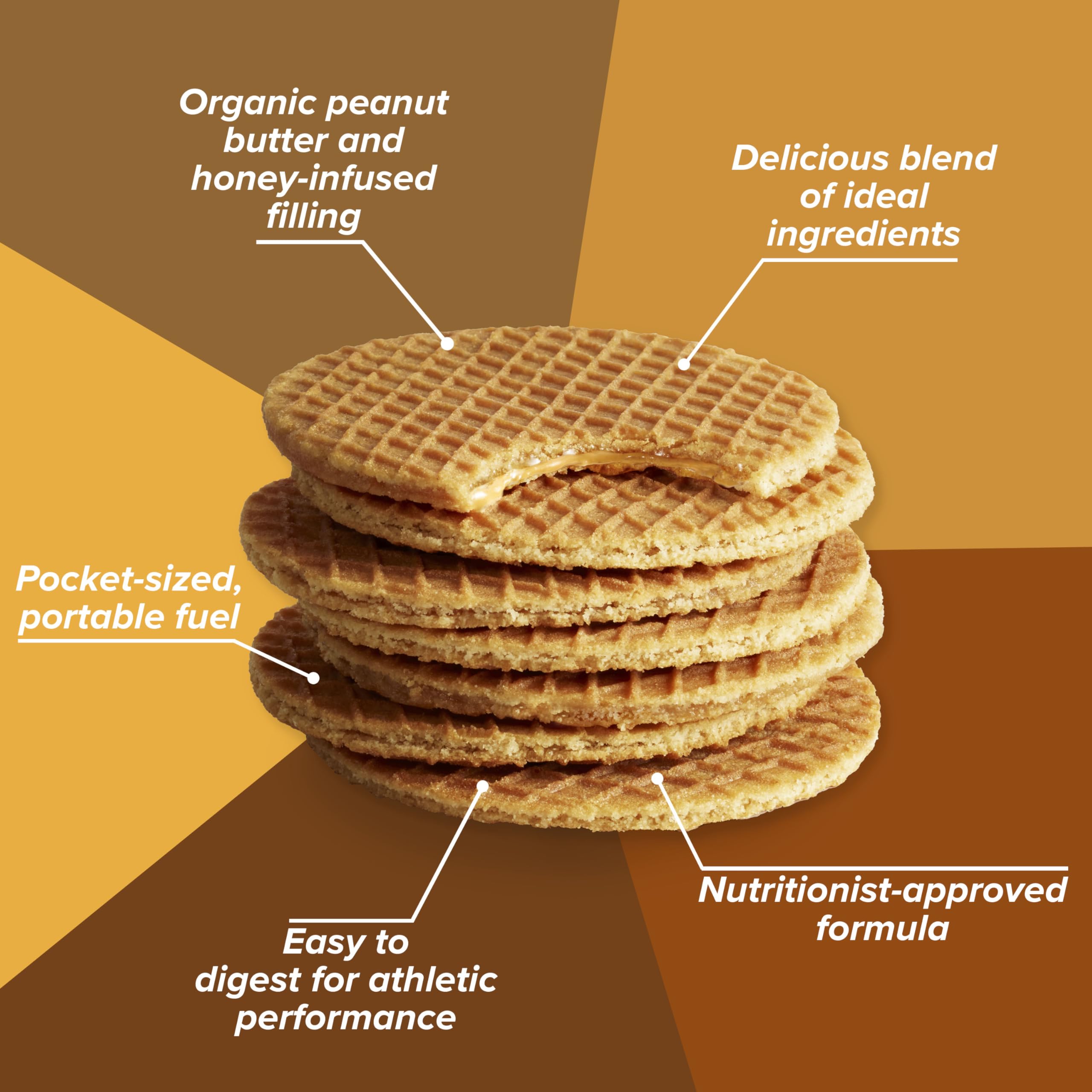 Honey Stinger Organic Peanut Butter Waffle bite showing tasty energy snack