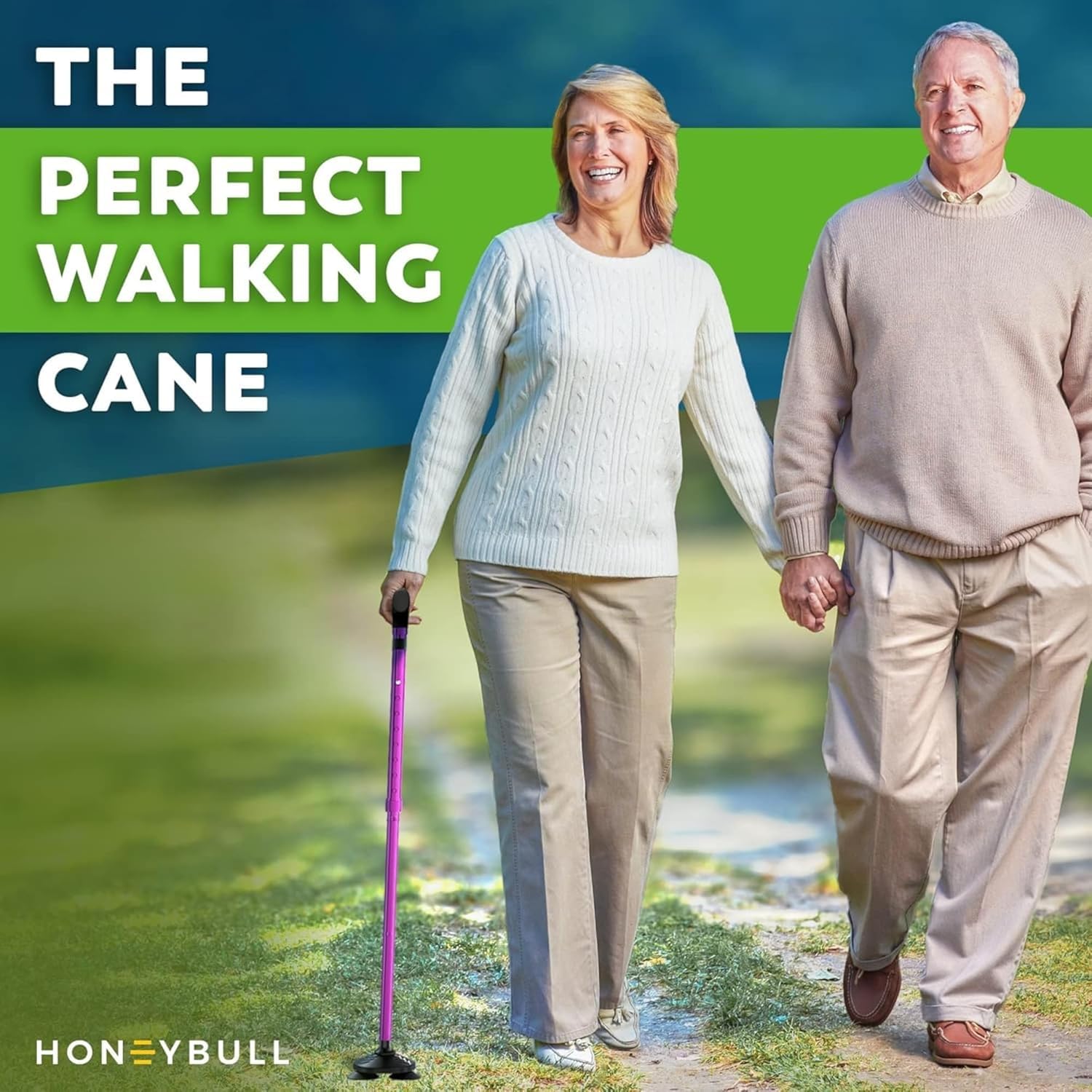 HONEYBULL walking cane height adjustment from 30 to 36 inches.