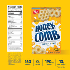 Honeycomb cereal bowl with milk ready for a tasty morning.