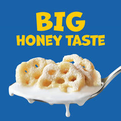 Honeycomb cereal piece close-up shows the iconic honeycomb shape.