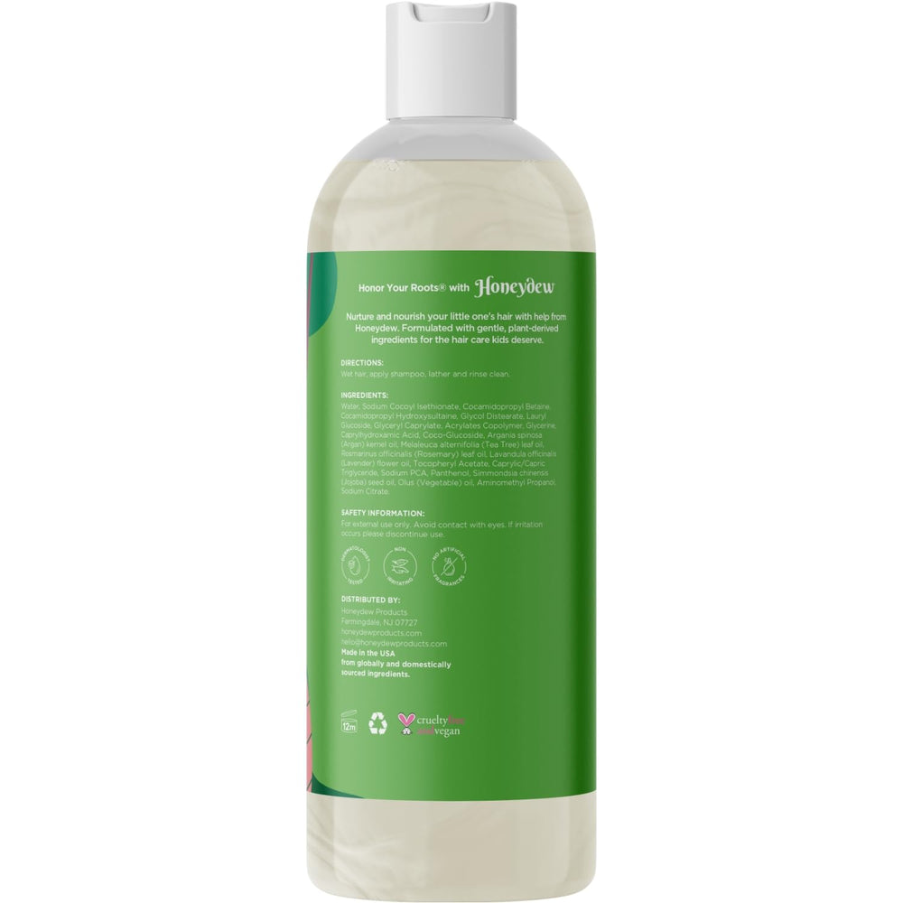 Honeydew kids shampoo bottle pour showing easy rinse