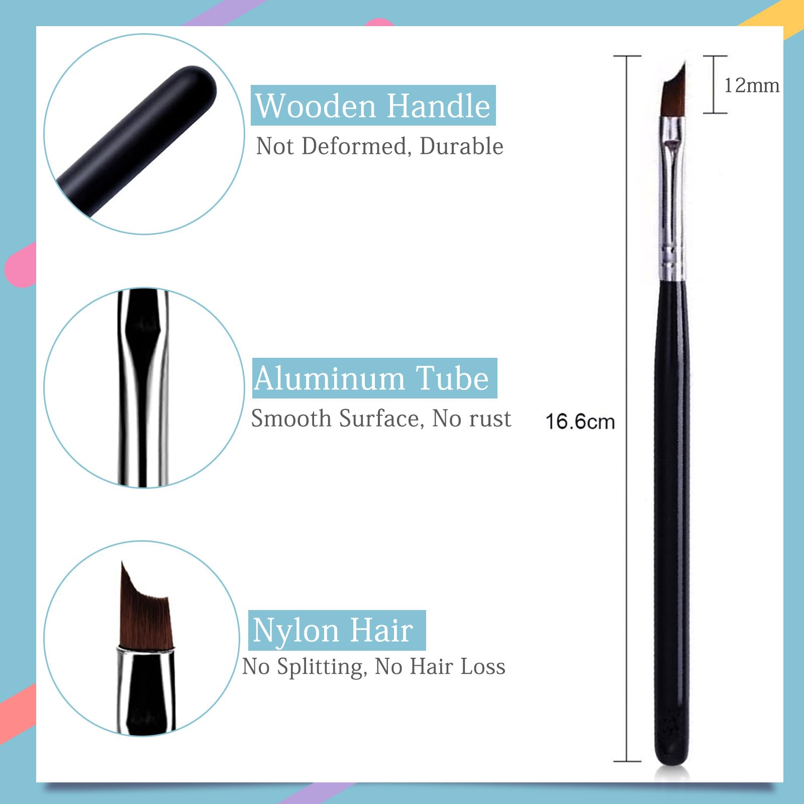Honey Joy brush edge matches nail curvature for color control.
