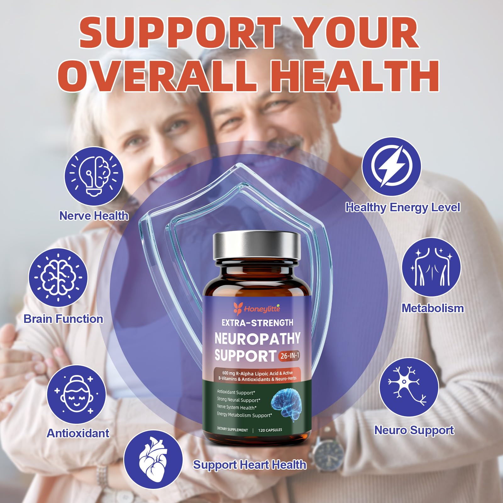 Honeylitte Lion’s Mane capsules aid nerve signaling and mental clarity.