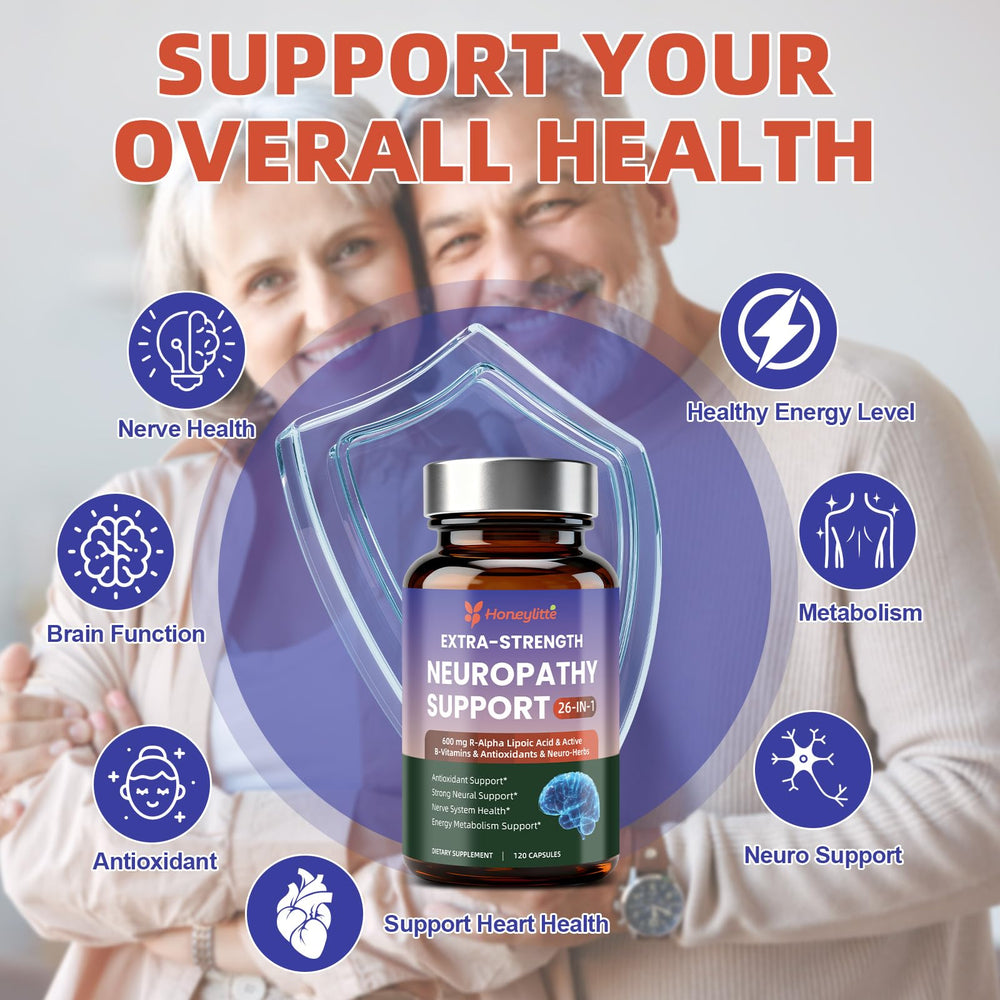 Honeylitte Lion’s Mane capsules aid nerve signaling and mental clarity.