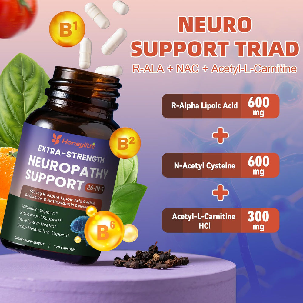 Honeylitte NAC capsules provide glutathione precursor for cellular antioxidant protection.