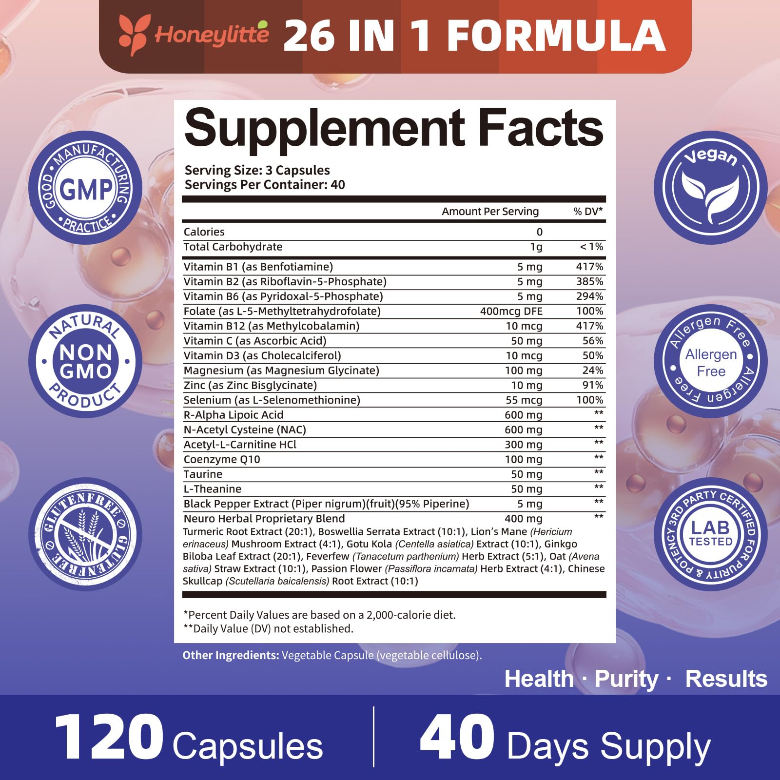 Honeylitte Vegan formula capsules offer a clean, allergen-friendly nerve health option.