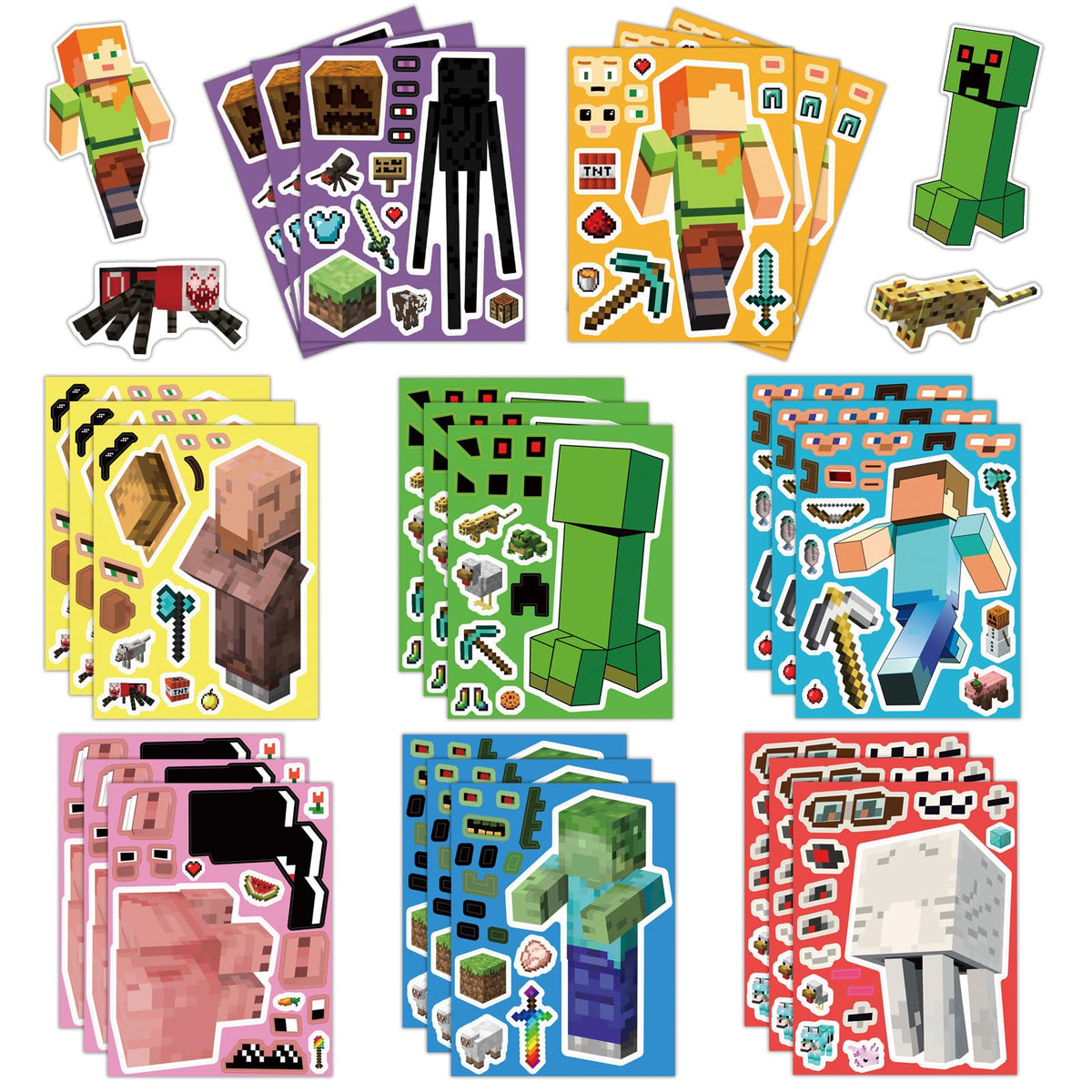 HonFHena 24-sheets cartoon stickers collection for laptops and notebooks with residue-free adhesion.
