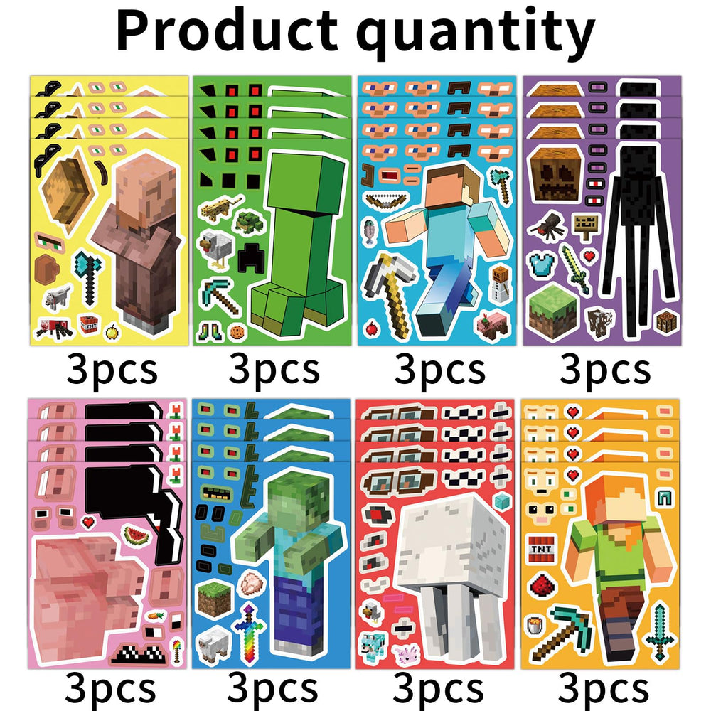 HonFHena eight-pattern sticker set with three sheets each for creative DIY projects.