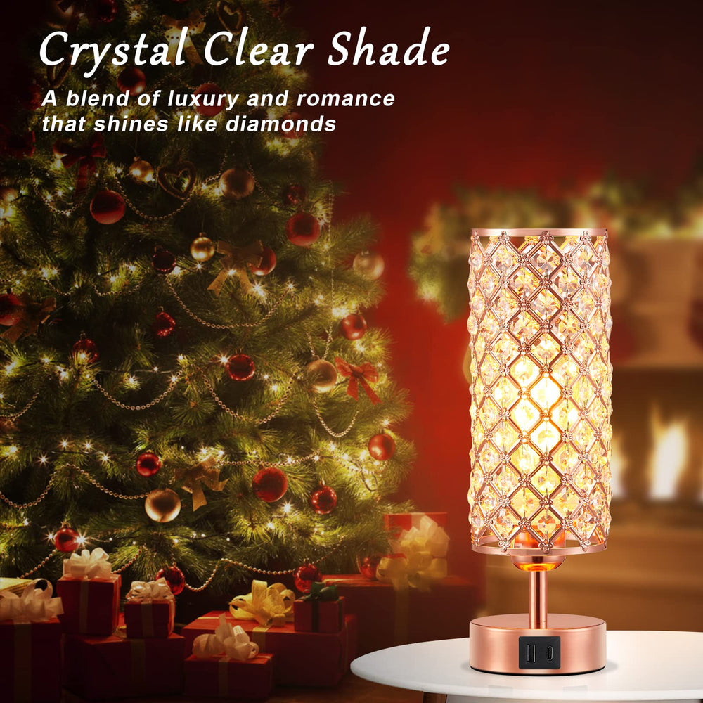 Hong-in crystal lamp with 3-way dimming offers soft to bright mood lighting.