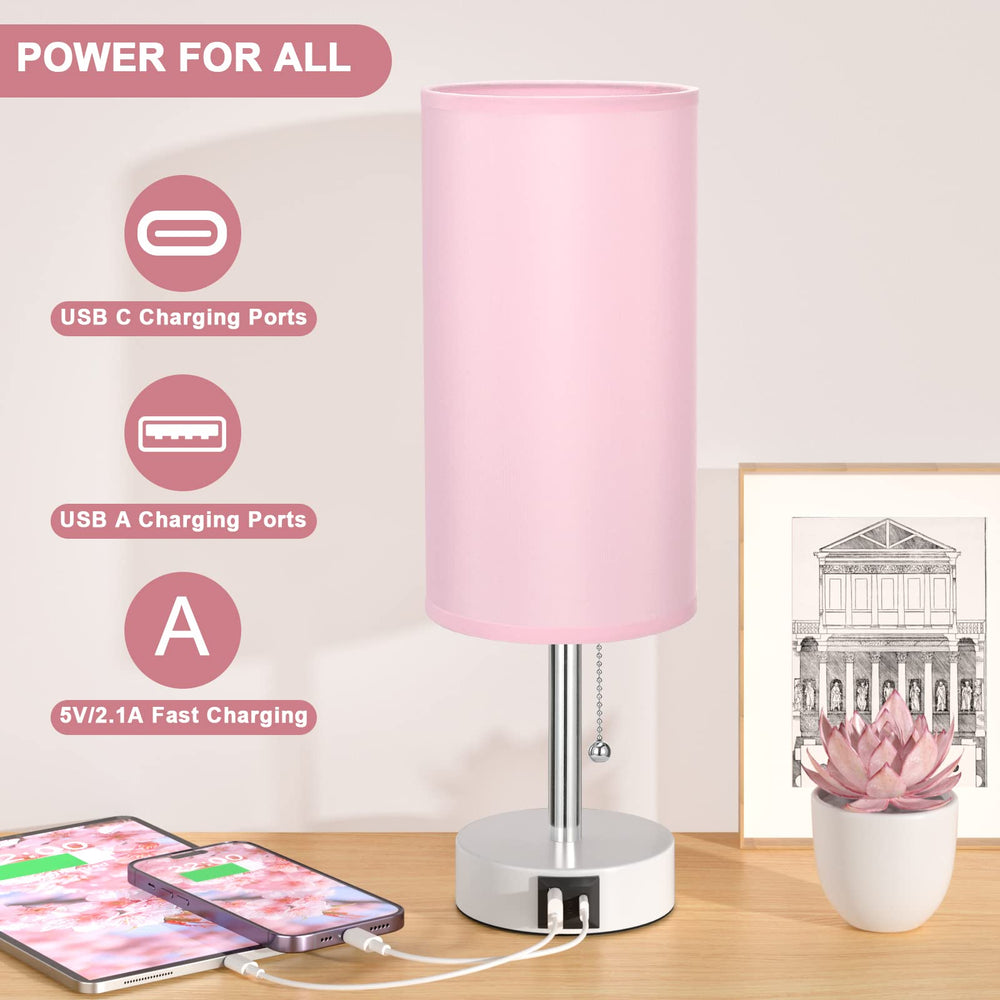 Hong-in pink bedside lamp compact design perfect for small spaces