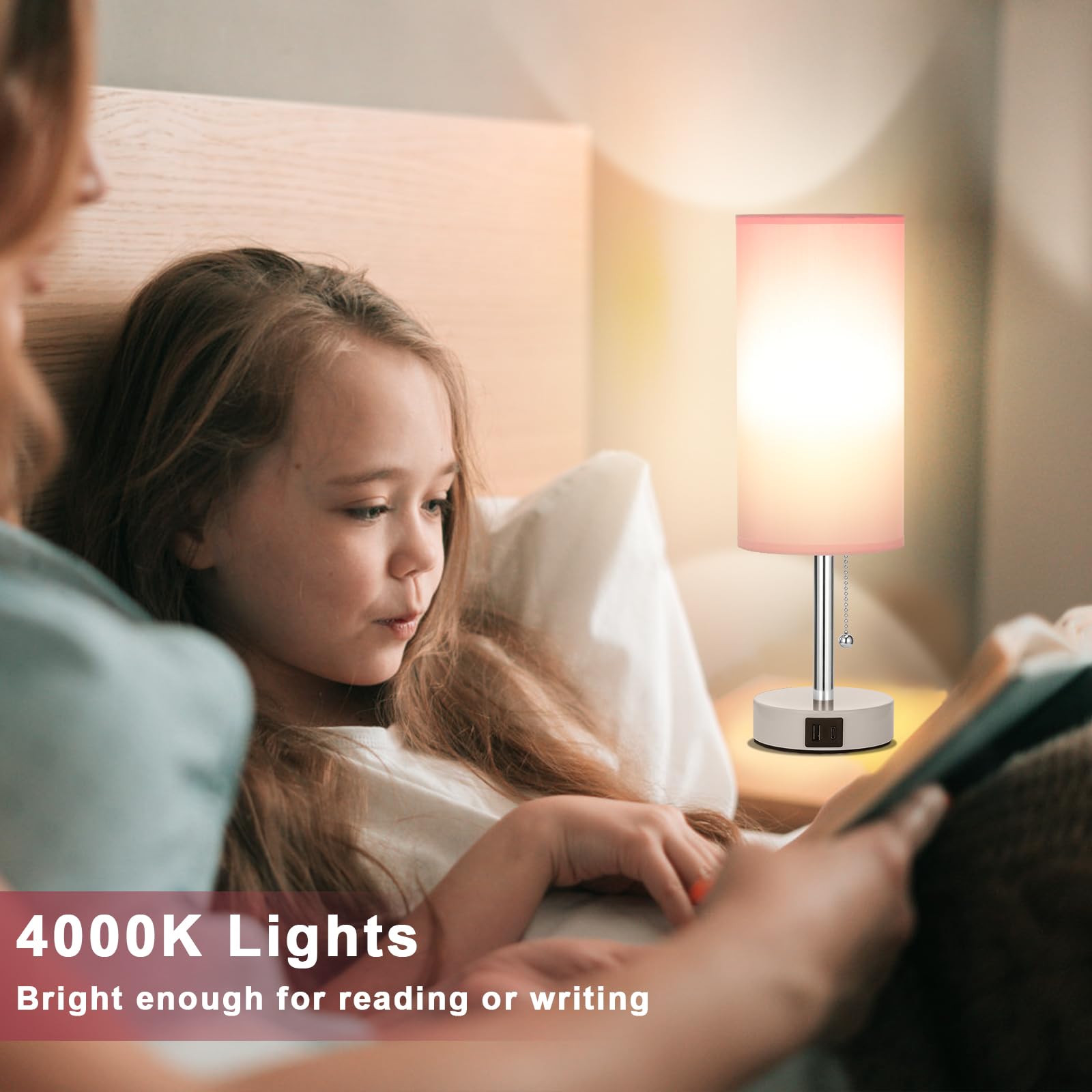 Hong-in pink nightstand lamp suitable for bedroom or office