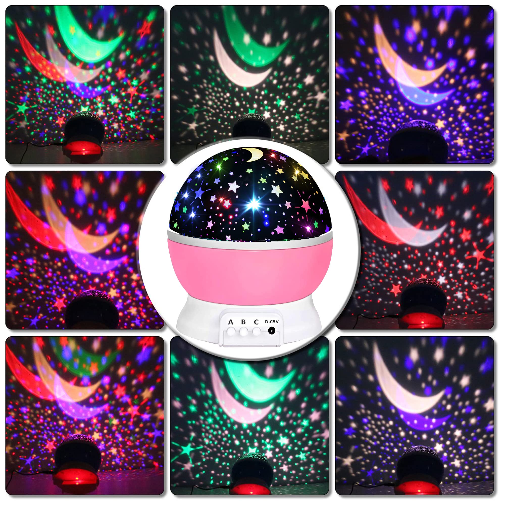 HONGID Star Projector with dome cover provides a soft, quiet night light.