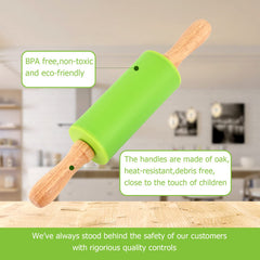 Smooth wood handles on Honglida mini rolling pin for young bakers.