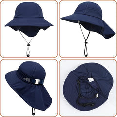 Hongteya safety chin strap keeps hat secure during windy playground sessions.
