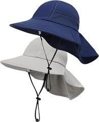 Hongteya toddler sun hat with wide brim shields face and neck from strong sun.