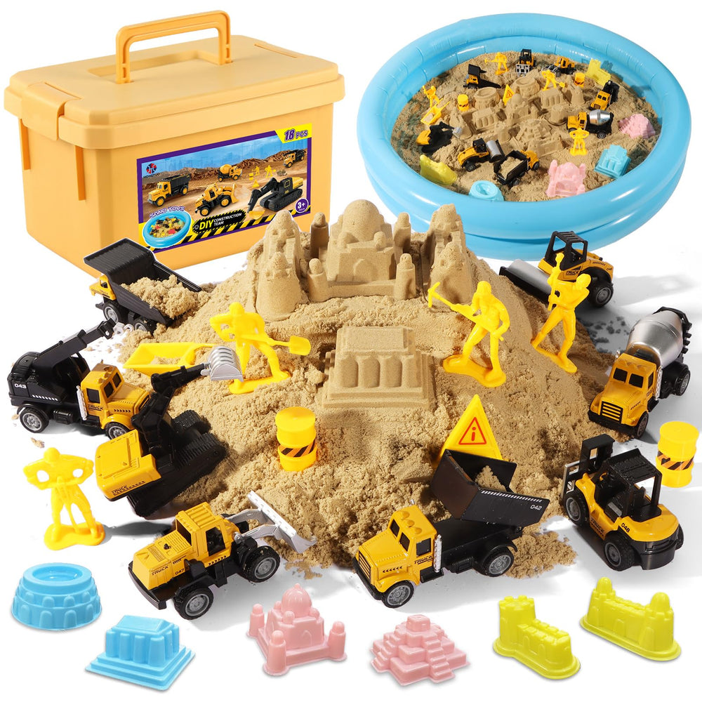 Hongtuo Play Construction Sand Kit with bulldozer focus for imaginative construction play and fine motor skills.