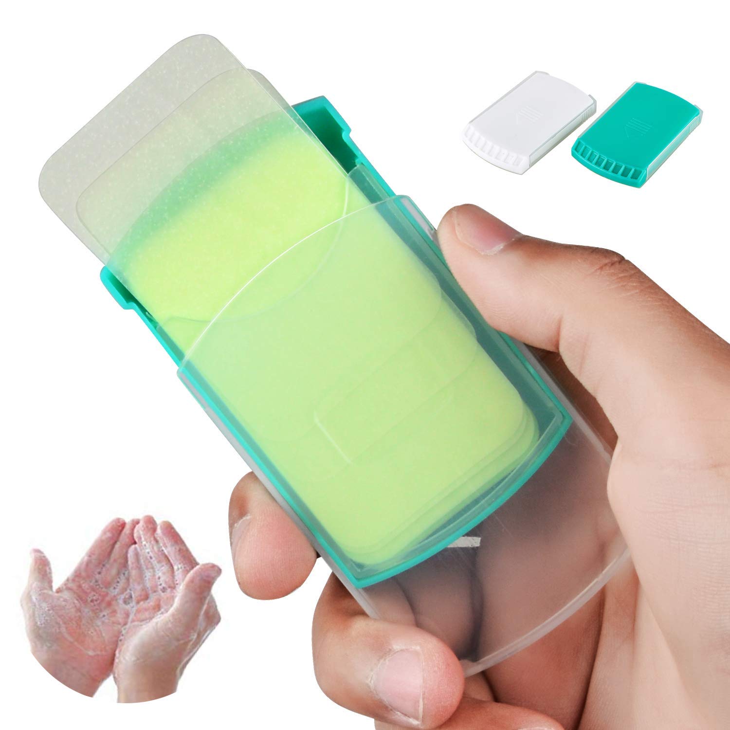HongyiTime 2 Boxs box front highlighting portable travel-ready hand soap sheets.