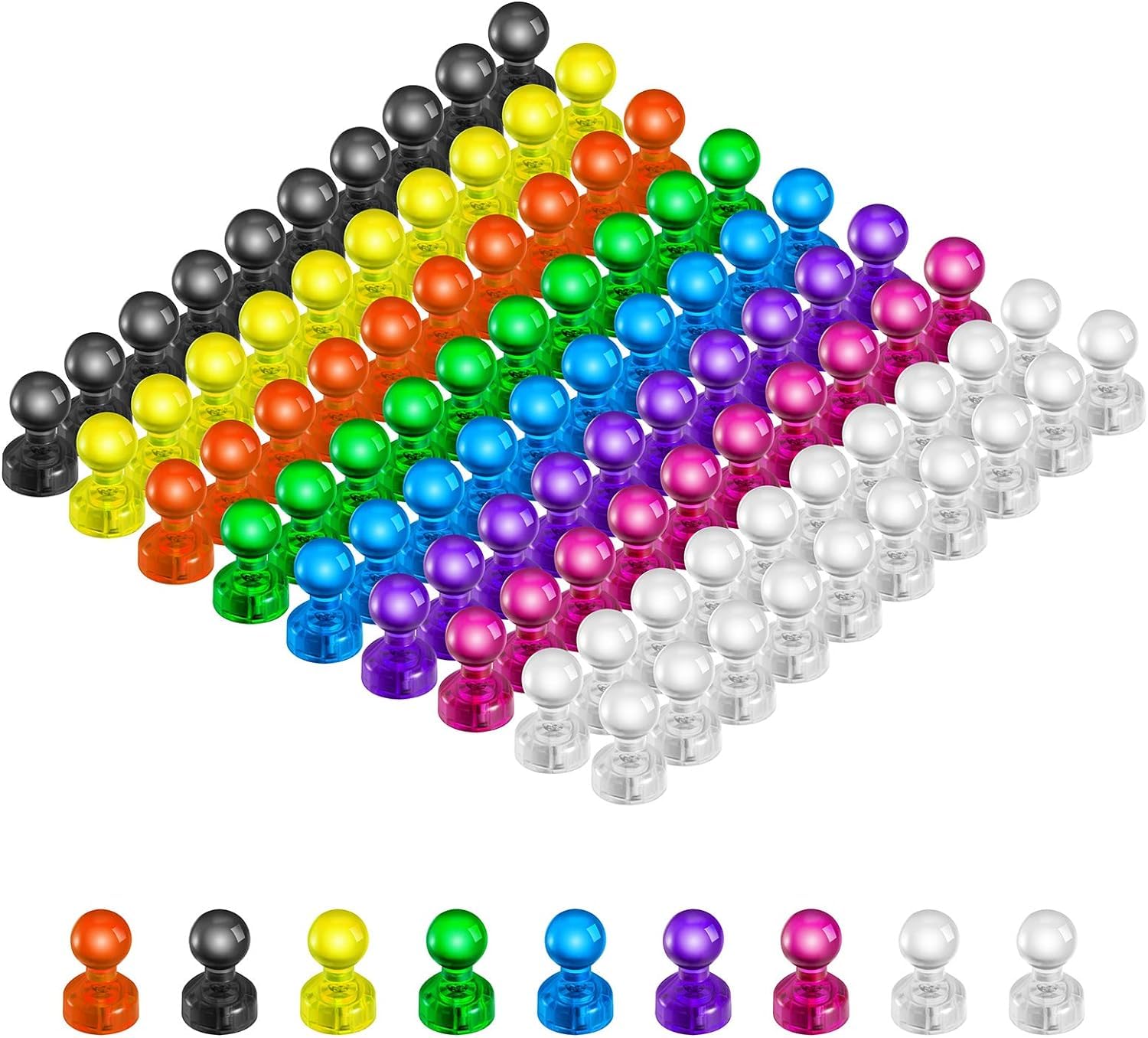 HongyiTime blue magnetic push pins secure notes on a whiteboard