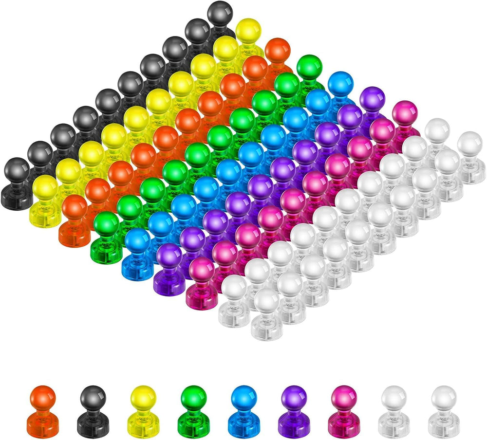 HongyiTime blue magnetic push pins secure notes on a whiteboard