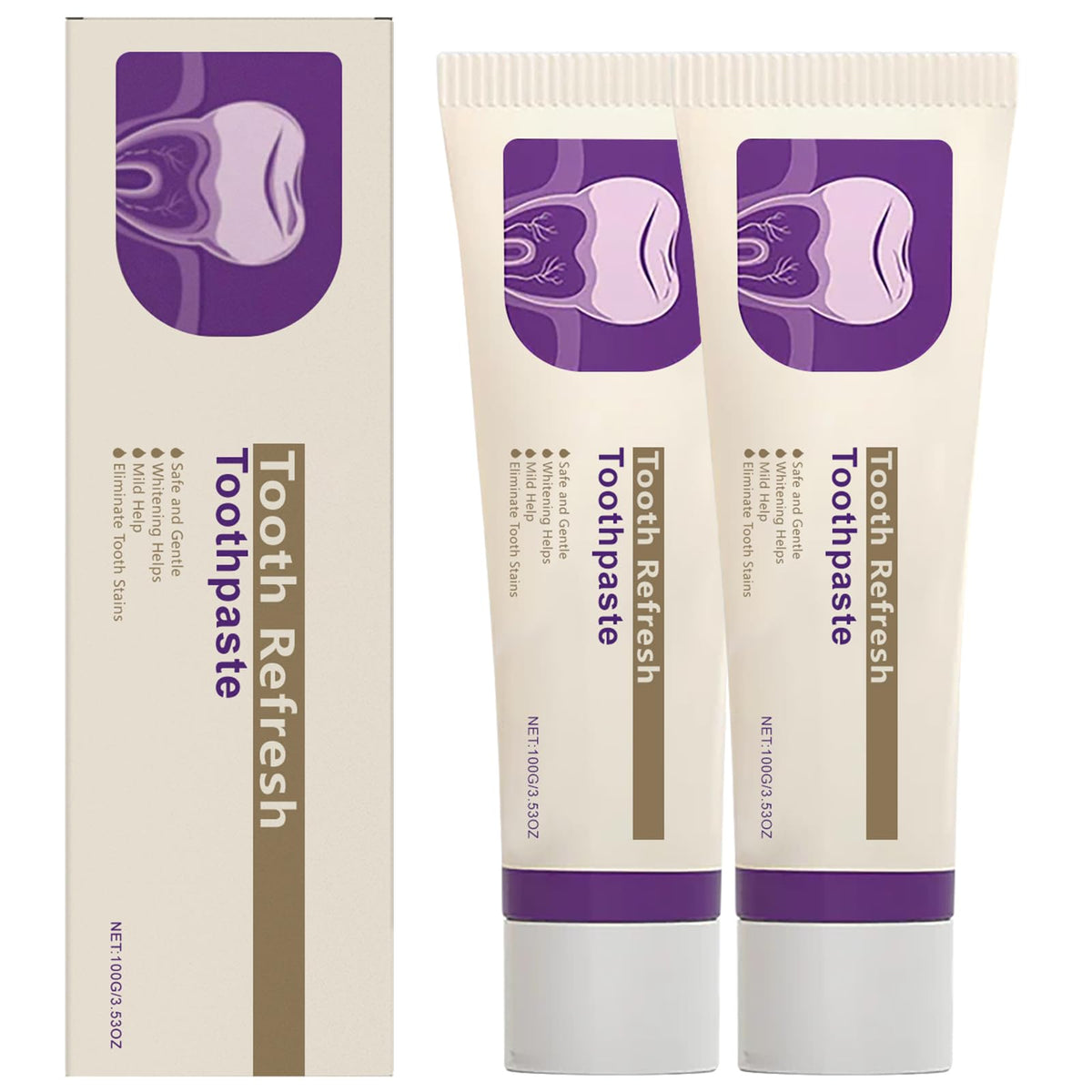 HONGYUNDA 2PS Tooth Refresh toothpaste front view promoting long-lasting fresh breath