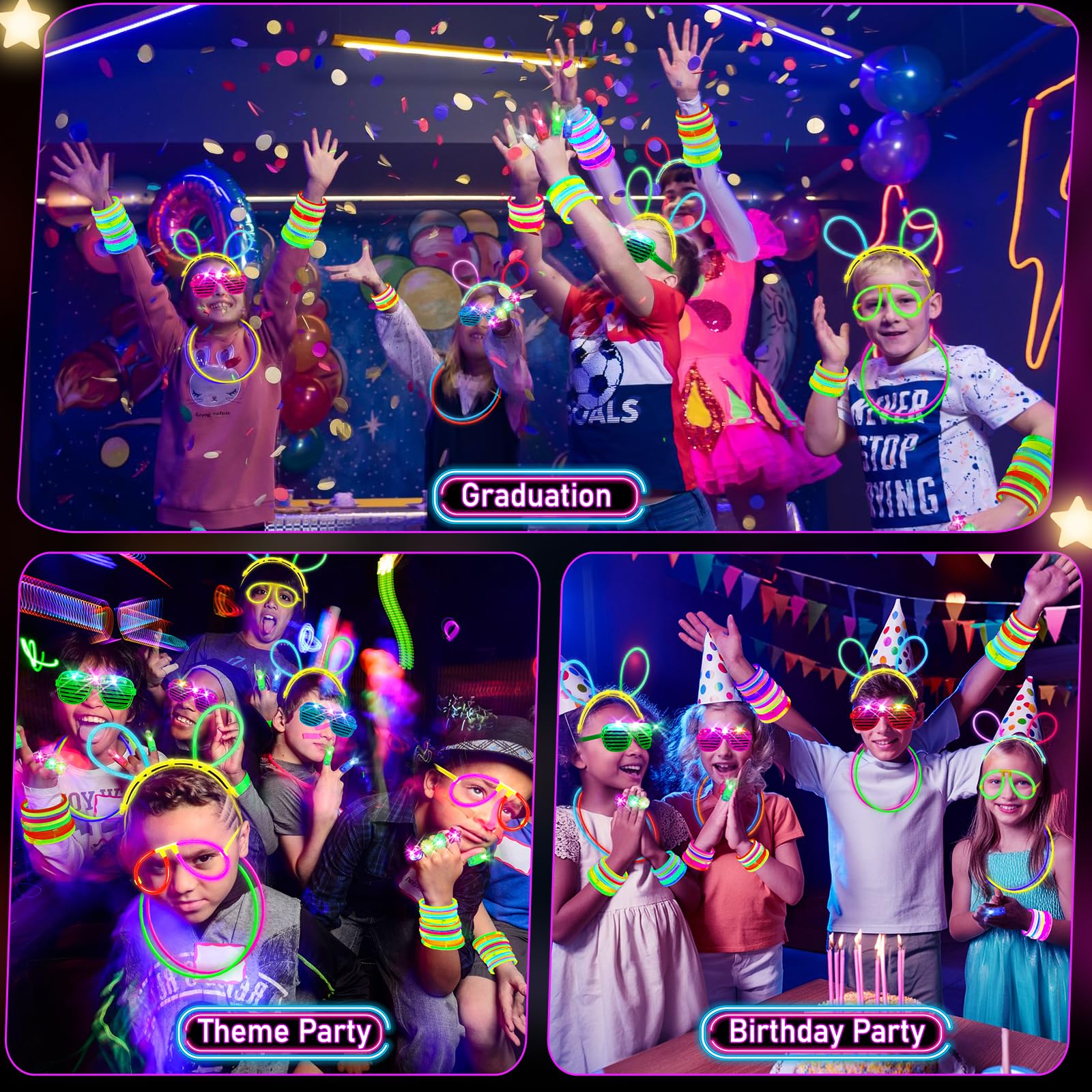 HONLYNE glow rings provide quick, colorful accents for kids and adults at celebrations.