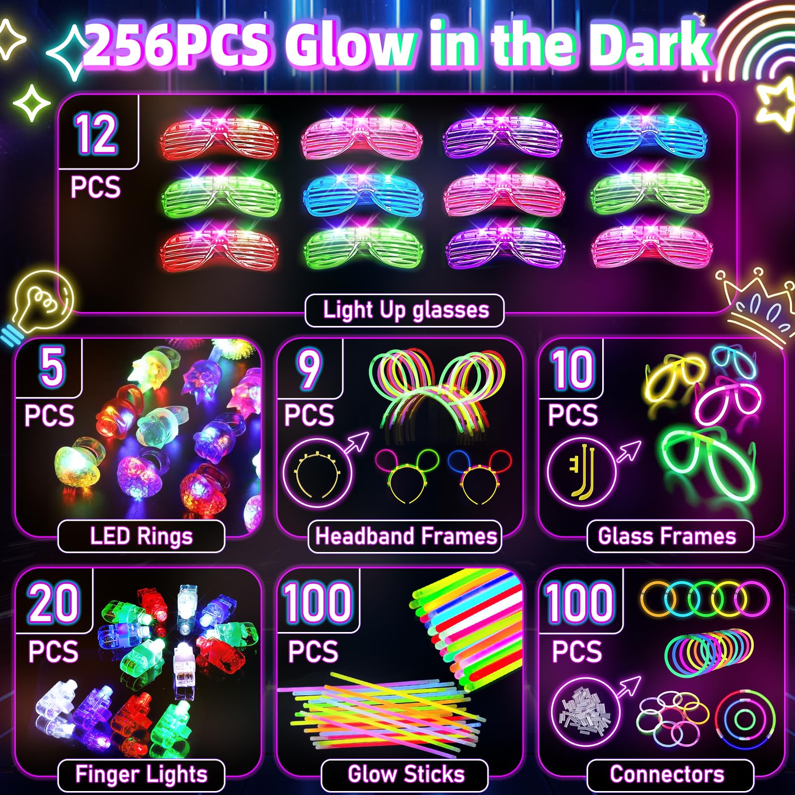 HONLYNE LED glow glasses add instant neon flair for photos and dancefloor moments.
