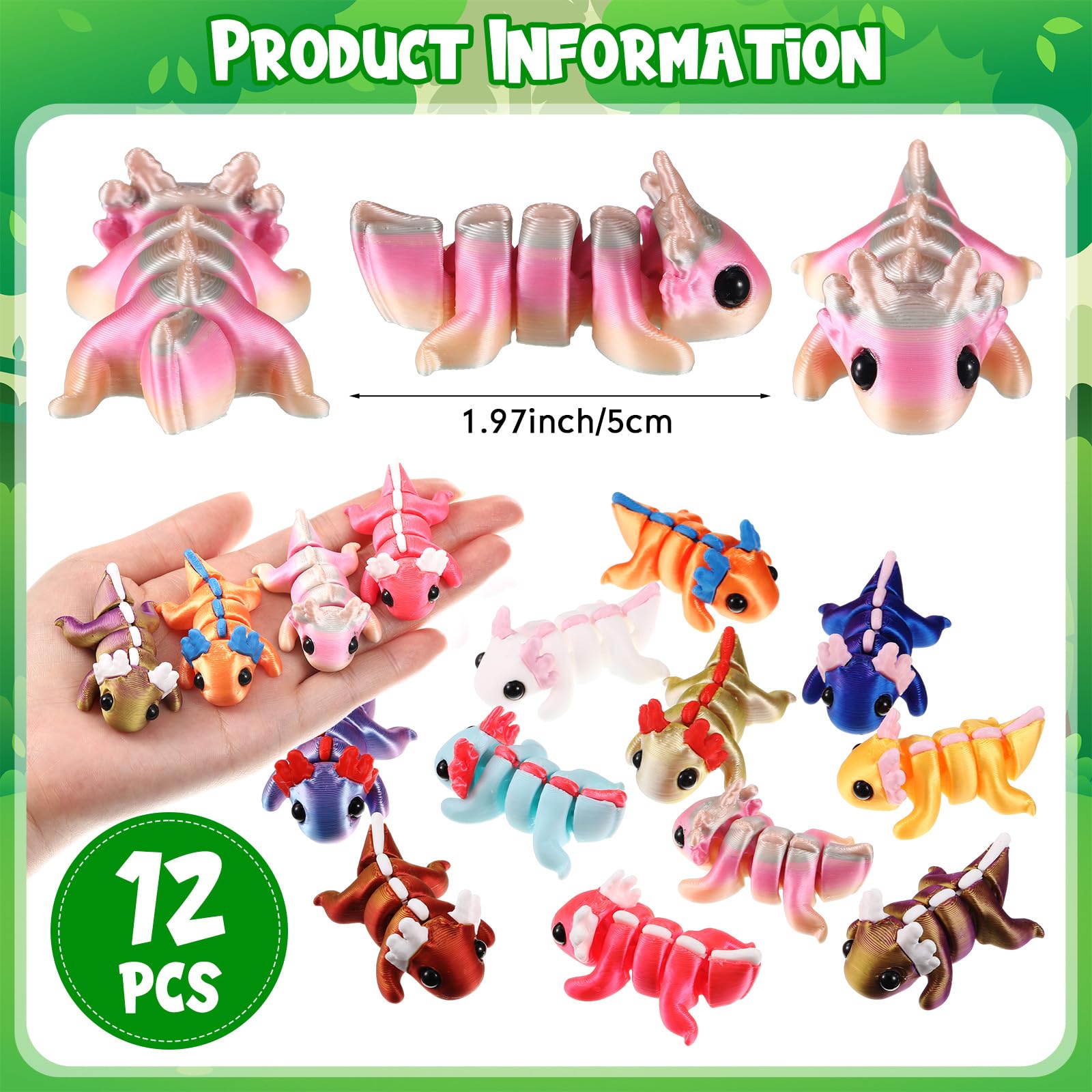 Honoson axolotl colorful 3D figure for Easter decorations.