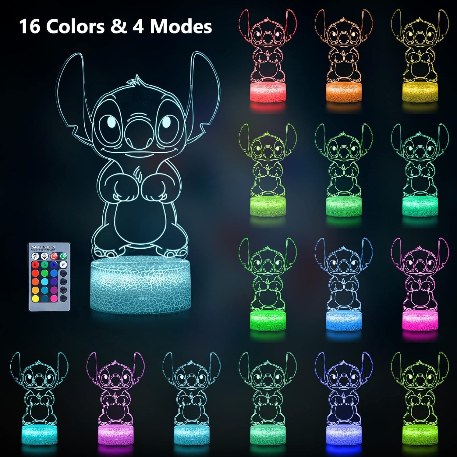 Hoofun Stitch Night Light timer and memory feature active