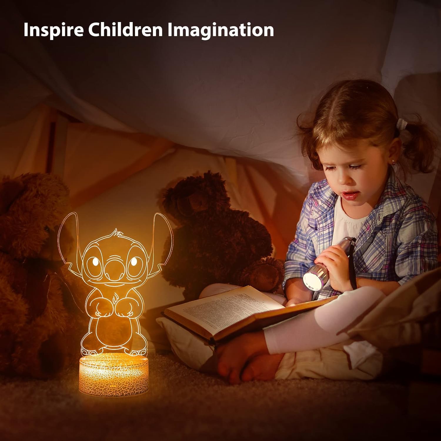 Hoofun Stitch Night Light touch panel in action