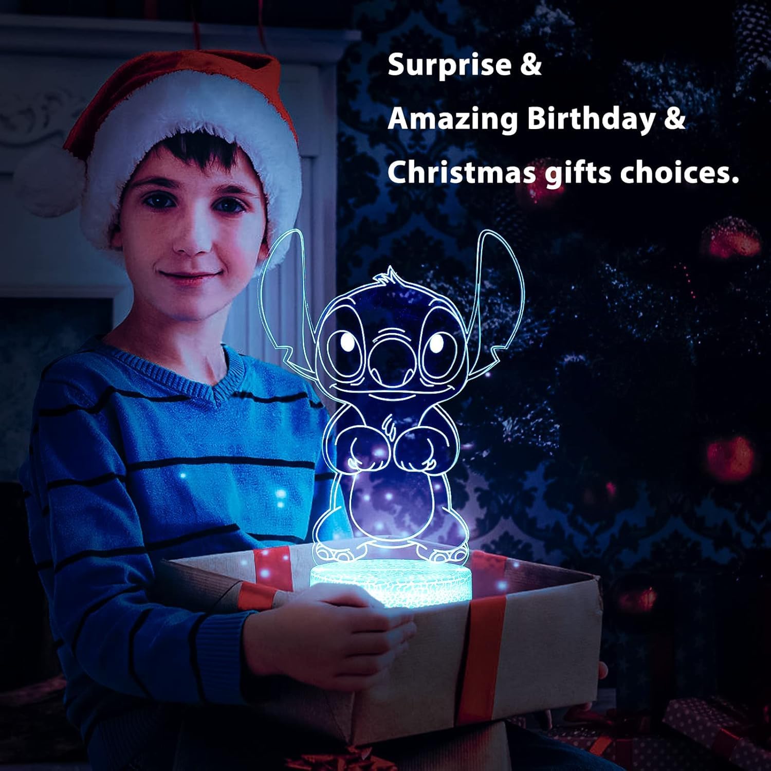 Hoofun Stitch Night Light USB and battery power options