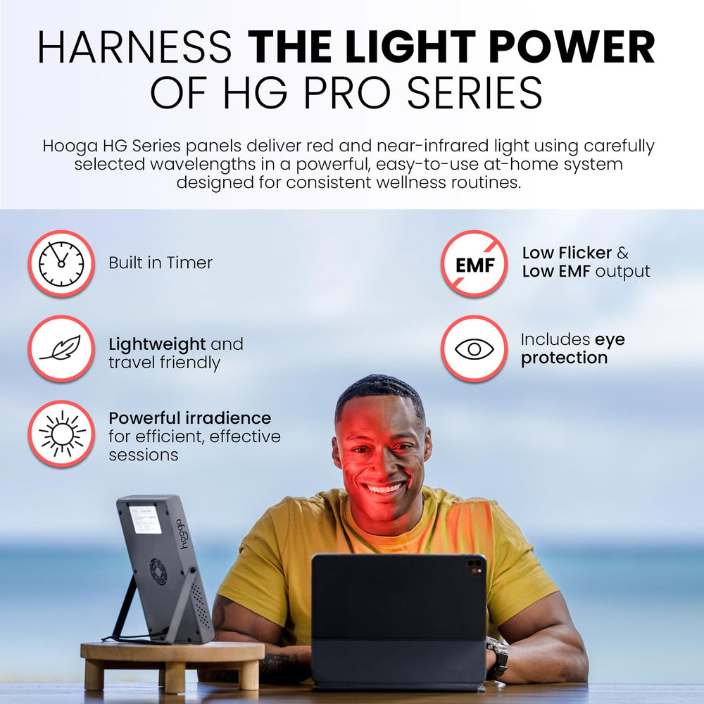 Hooga HG200 stand extended for adjustable angle and targeted light delivery