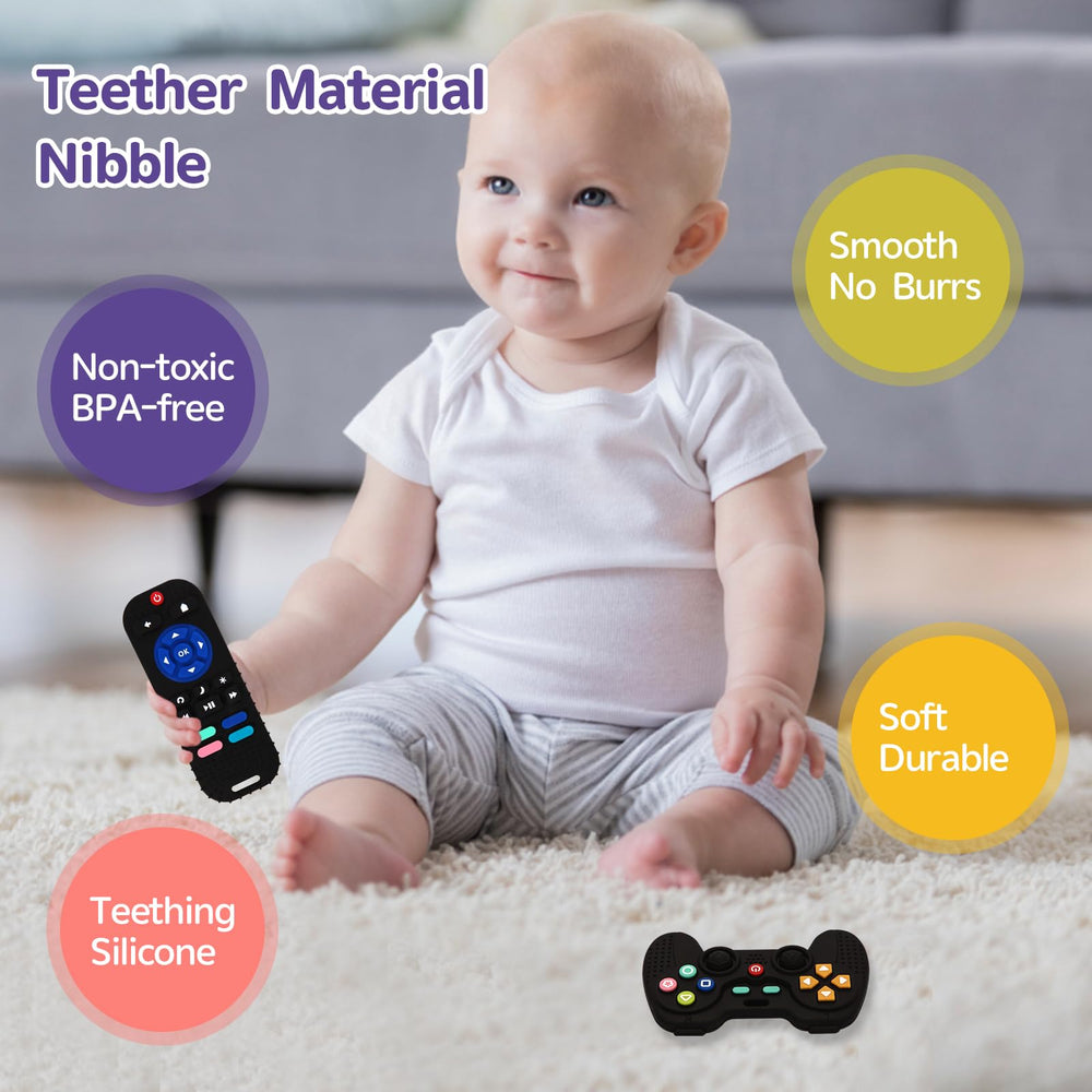 Hooku baby teether textured silicone for massage on gums.