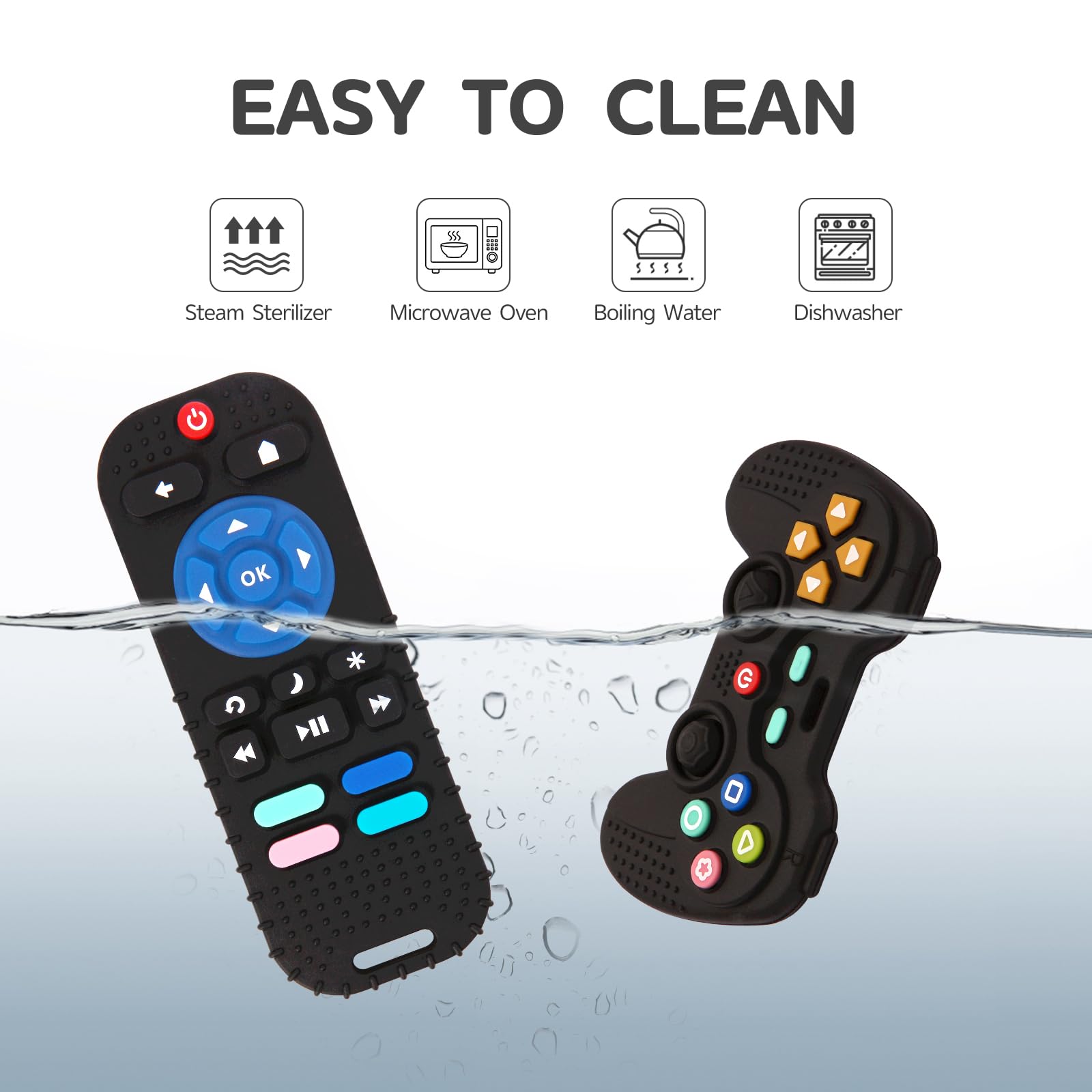 Hooku freeze-safe teether can be chilled for soothing relief.