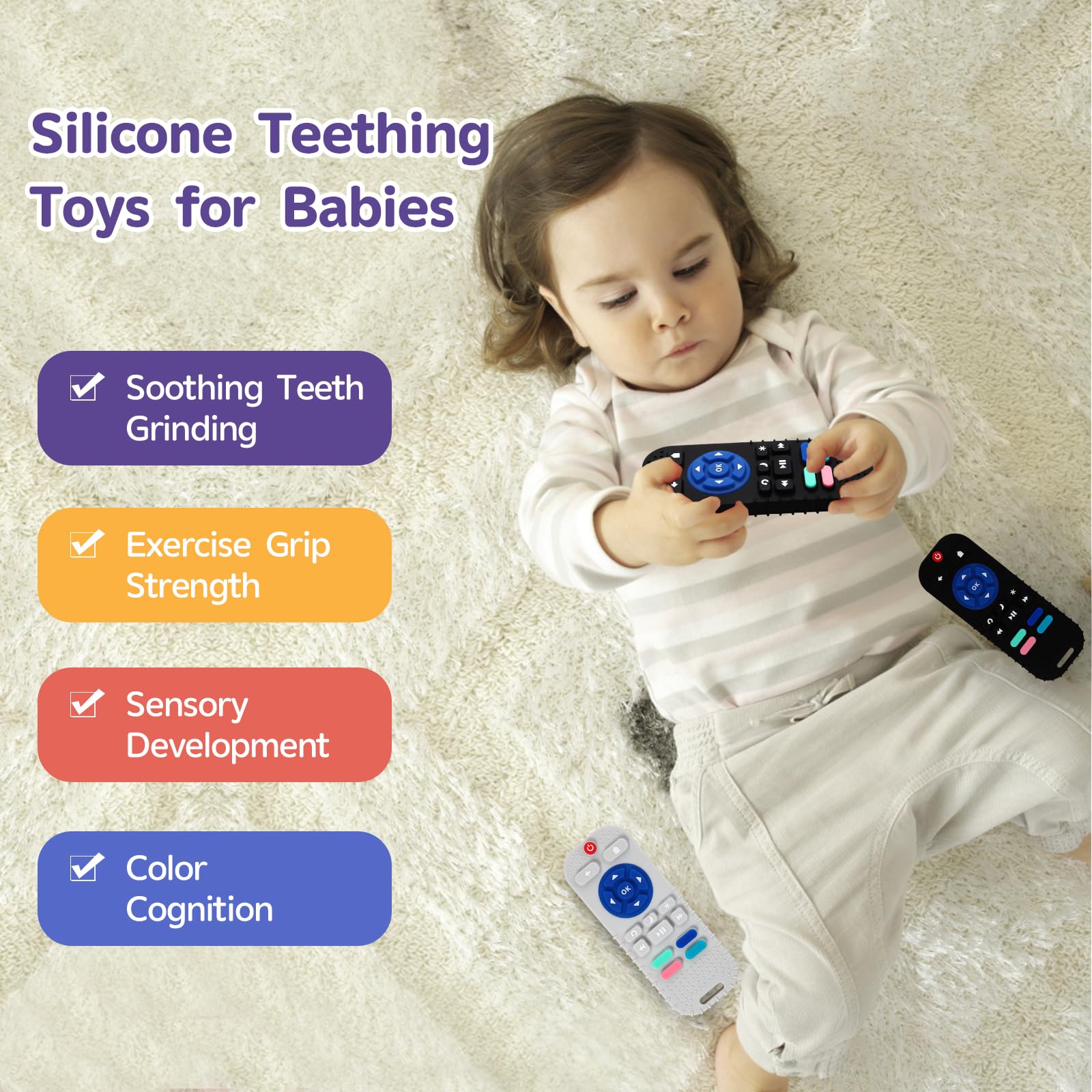 Hooku soft bendable silicone feels comfortable in tiny hands.