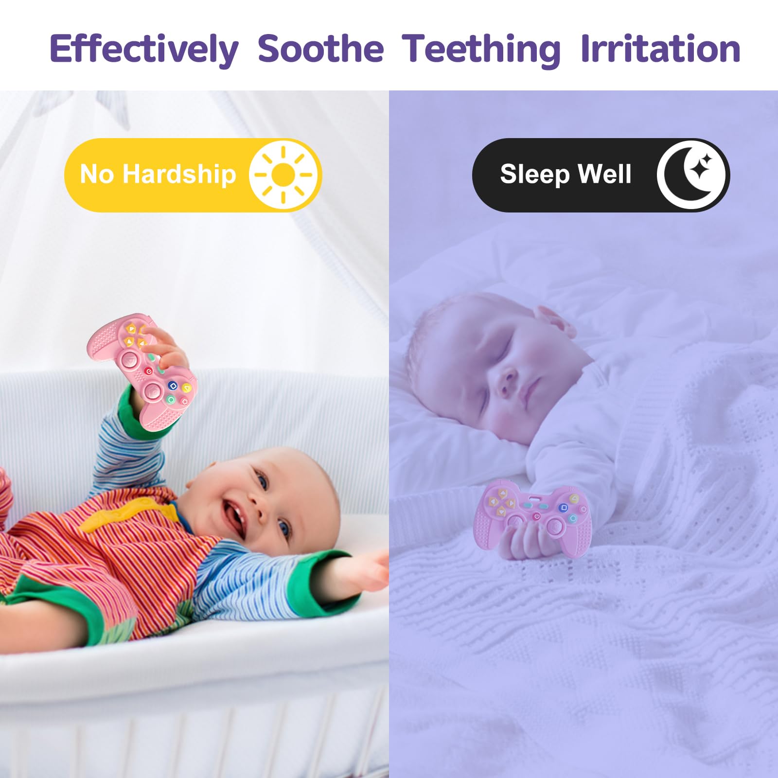 Hooku soft bendable teether demonstrating flexible, gum-friendly surface.