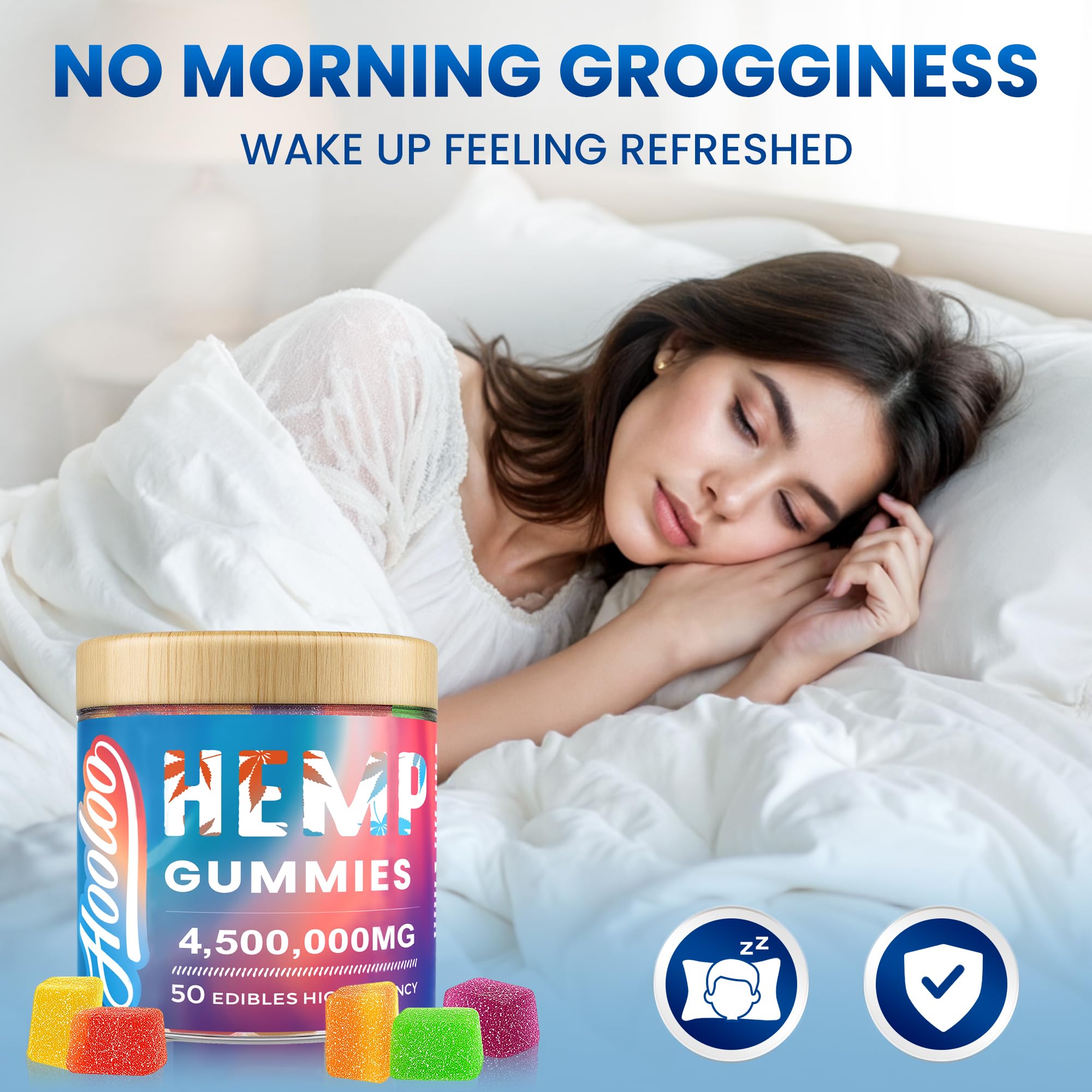 HOOLOO Hemp Gummies Made in USA stamp signals local production.