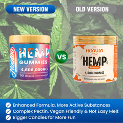 HOOLOO Hemp Gummies omega-3-6-9 imagery highlights daily nutrients.